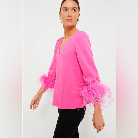 Tuckernuck Tops - Tuckernuck Hot Pink Feather Easton Blouse NWT